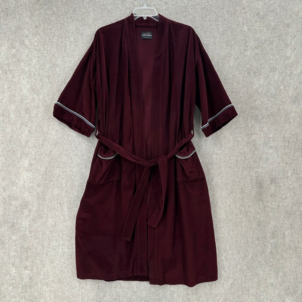 After Hours by Diplomat Vintage Burgundy Velour Smoking Robe One Size Fits‎ All